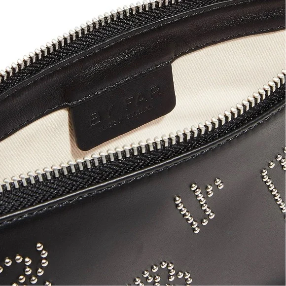 By Far Rachel Black Stud Leather Shoulder Bag - Picture 15 of 16